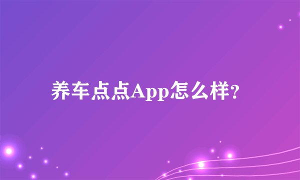 养车点点App怎么样？