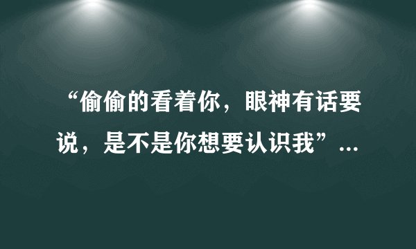 “偷偷的看着你，眼神有话要说，是不是你想要认识我”！谁知道这首歌歌名是什么？？？