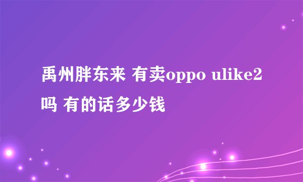 禹州胖东来 有卖oppo ulike2吗 有的话多少钱