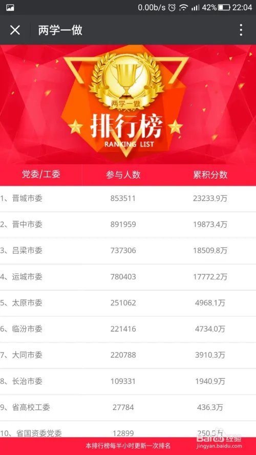 两学一做如何查看排行榜