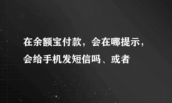 在余额宝付款，会在哪提示，会给手机发短信吗、或者