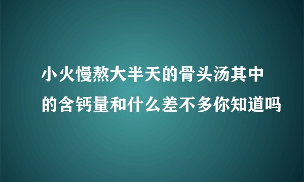 小火慢熬大半天的骨头汤其中的含钙量和什么差不多你知道吗