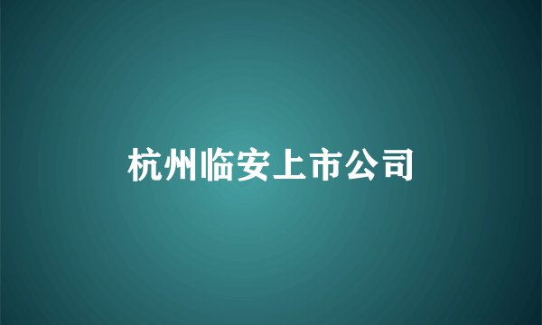 杭州临安上市公司