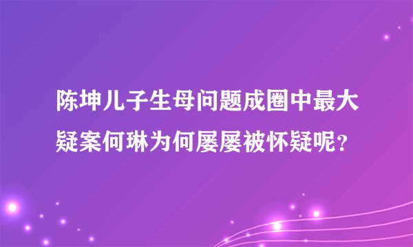 陈坤儿子生母问题成圈中最大疑案何琳为何屡屡被怀疑呢？