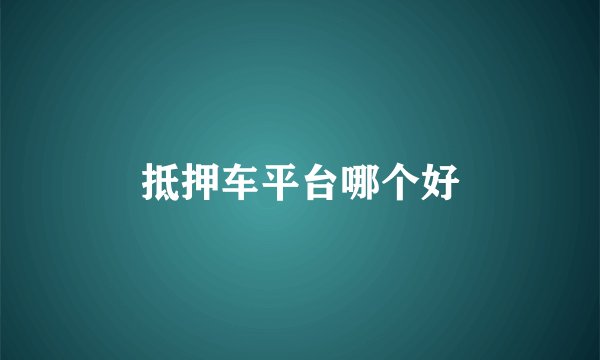 抵押车平台哪个好