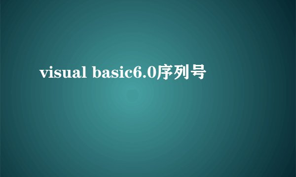 visual basic6.0序列号