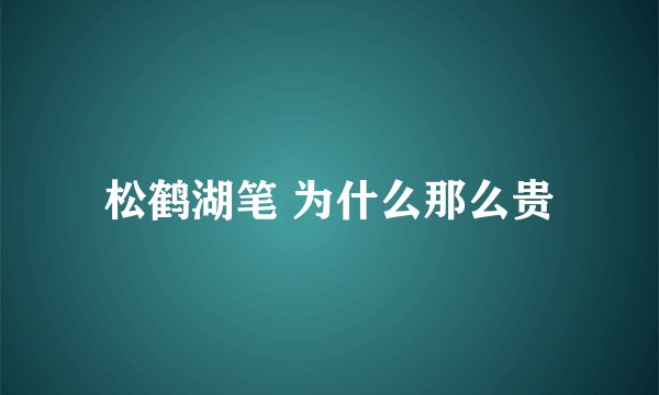 松鹤湖笔 为什么那么贵