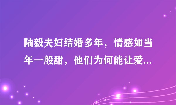 陆毅夫妇结婚多年，情感如当年一般甜，他们为何能让爱情持久保鲜？