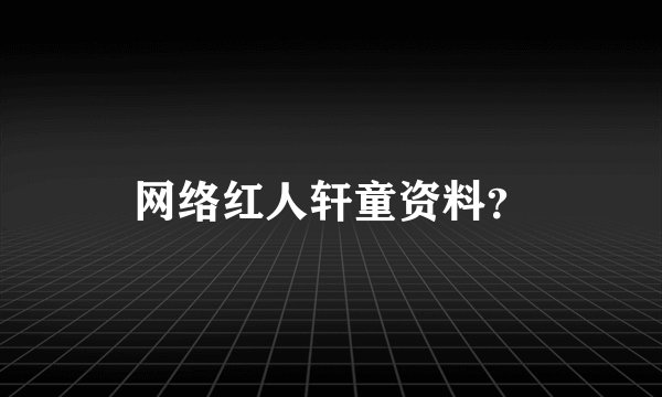 网络红人轩童资料？