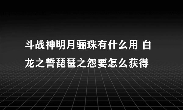 斗战神明月骊珠有什么用 白龙之誓琵琶之怨要怎么获得