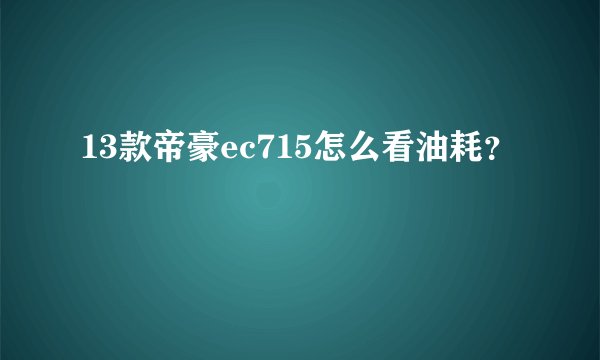 13款帝豪ec715怎么看油耗？