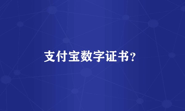 支付宝数字证书？