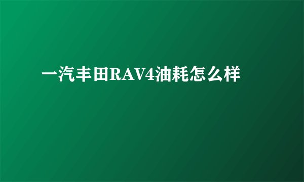一汽丰田RAV4油耗怎么样