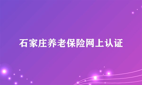 石家庄养老保险网上认证