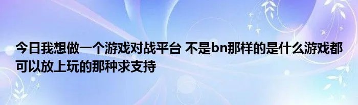 今日我想做一个游戏对战平台 不是bn那样的是什么游戏都可以放上玩的那种求支持