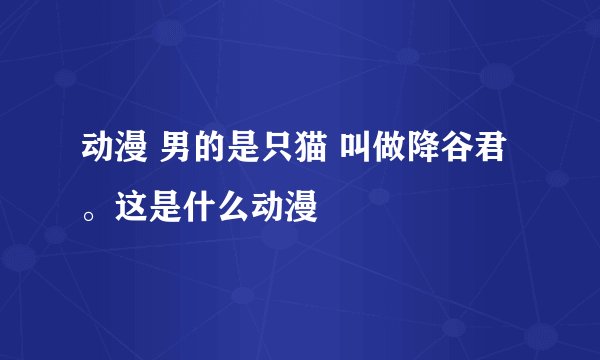 动漫 男的是只猫 叫做降谷君。这是什么动漫