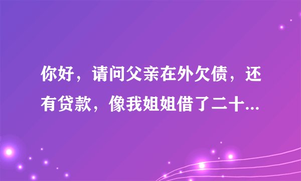 你好，请问父亲在外欠债，还有贷款，像我姐姐借了二十多万，像我也借了好几万，我是他女儿，能报警处理吗？