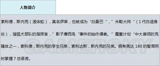 《合金装备》系列人物剧情 合金装备系列关键人物剧情整理