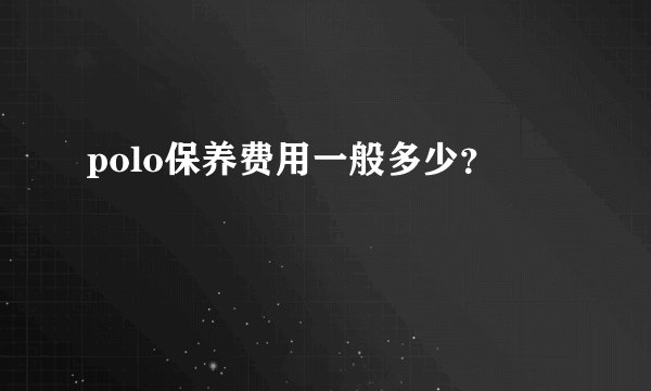 polo保养费用一般多少？