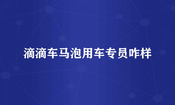 滴滴车马泡用车专员咋样
