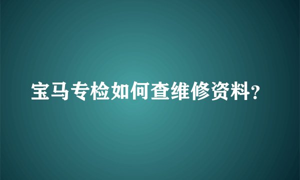 宝马专检如何查维修资料？