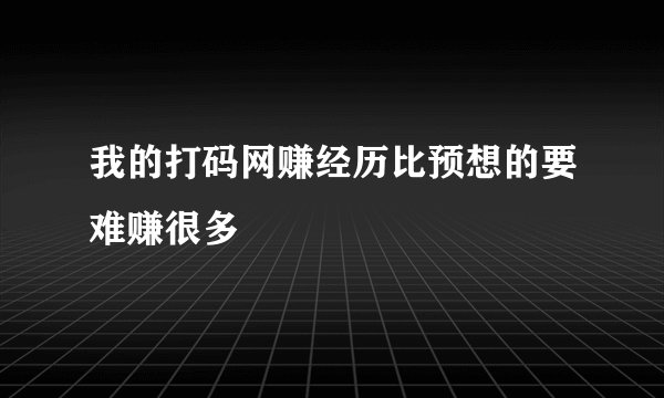我的打码网赚经历比预想的要难赚很多