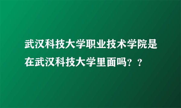 武汉科技大学职业技术学院是在武汉科技大学里面吗？？