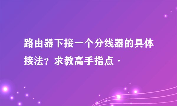 路由器下接一个分线器的具体接法？求教高手指点·