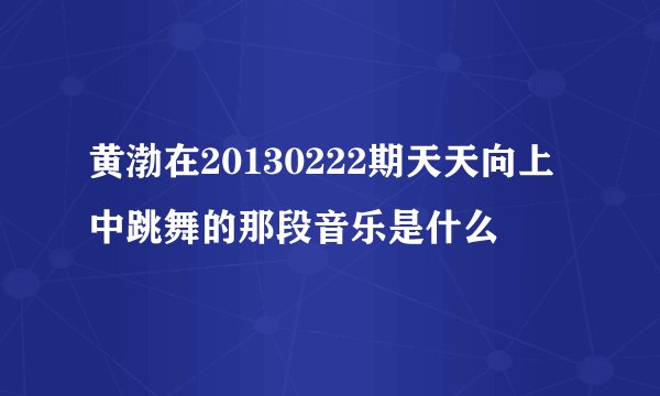 黄渤在20130222期天天向上中跳舞的那段音乐是什么