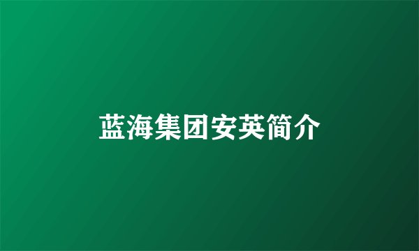蓝海集团安英简介