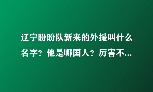辽宁盼盼队新来的外援叫什么名字？他是哪国人？厉害不厉害？最好有数据说明