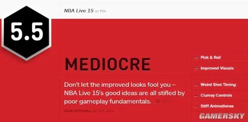 《NBA Live 15》IGN 5.5分 游戏体验糟糕至极