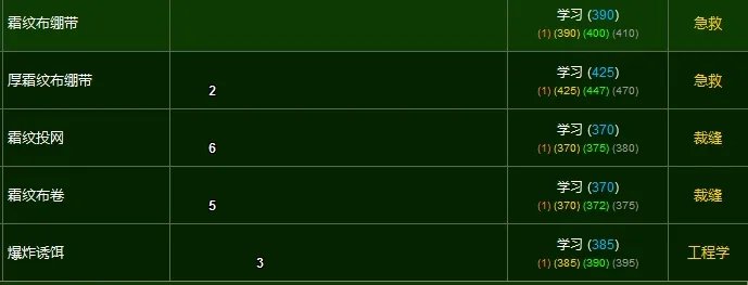 魔兽世界霜纹布有什么用