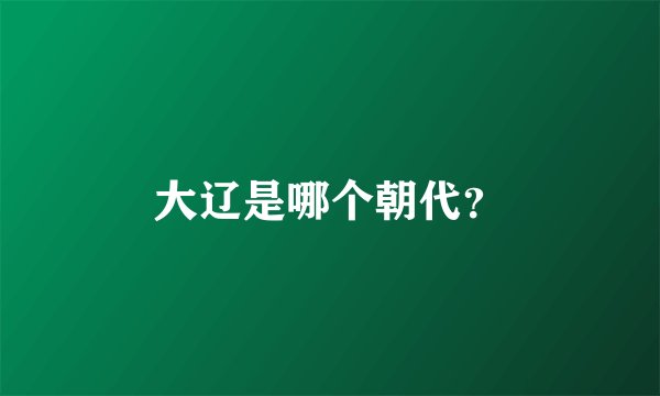 大辽是哪个朝代？