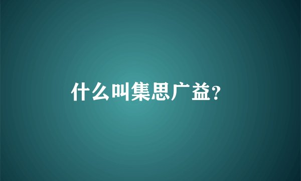 什么叫集思广益？