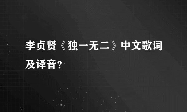 李贞贤《独一无二》中文歌词及译音？