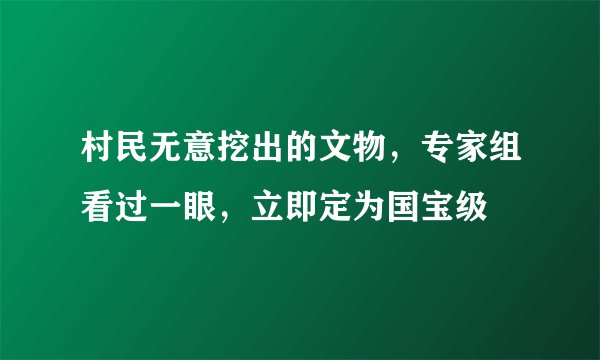村民无意挖出的文物，专家组看过一眼，立即定为国宝级