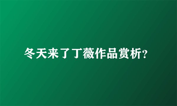 冬天来了丁薇作品赏析？