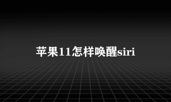 苹果11怎样唤醒siri