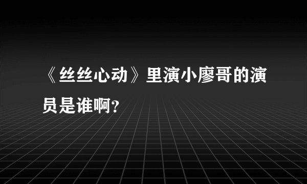 《丝丝心动》里演小廖哥的演员是谁啊？