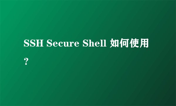 SSH Secure Shell 如何使用？