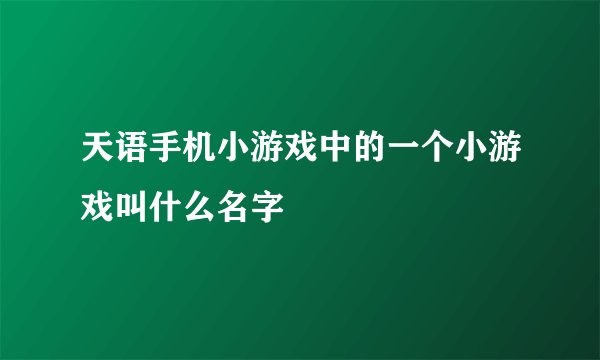 天语手机小游戏中的一个小游戏叫什么名字