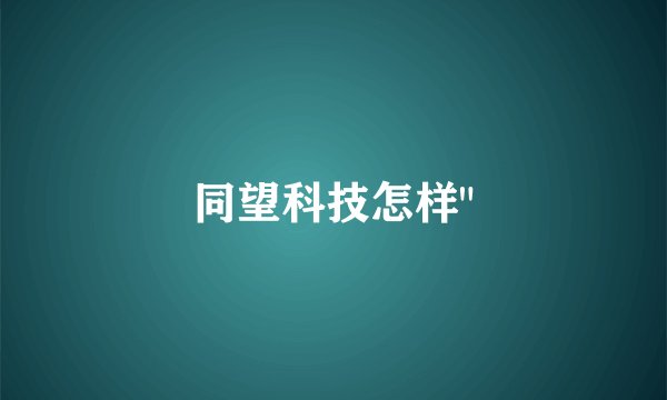 同望科技怎样