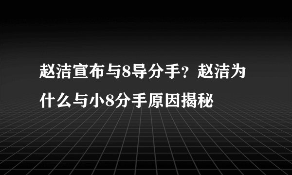 赵洁宣布与8导分手？赵洁为什么与小8分手原因揭秘