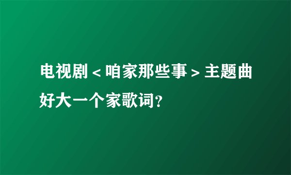 电视剧＜咱家那些事＞主题曲好大一个家歌词？
