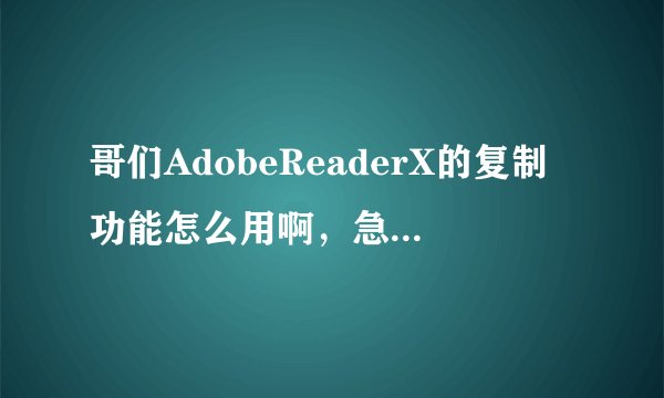 哥们AdobeReaderX的复制功能怎么用啊，急，谢谢？
