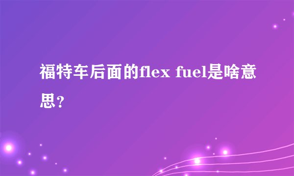 福特车后面的flex fuel是啥意思？
