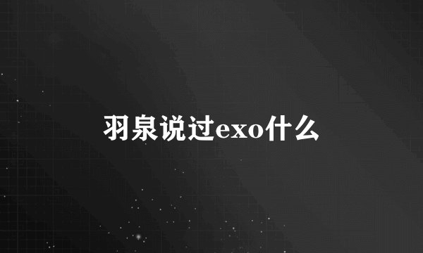 羽泉说过exo什么