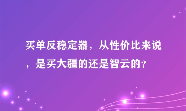 买单反稳定器，从性价比来说，是买大疆的还是智云的？
