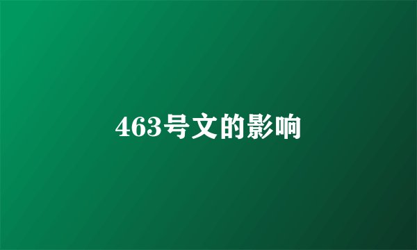 463号文的影响
